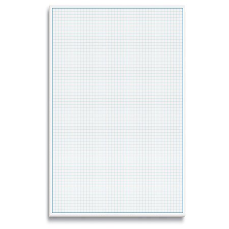 BETTER OFFICE PRODUCTS Graph Paper Pad, 17in. x 11in. 25 Sheets, Double Sided, White, 4x4 Blue Quad Rule, Graph Paper 25600